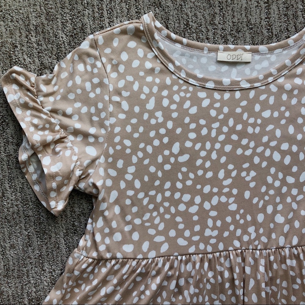 Taupe Animal Print Tiered Maternity Mini Dress